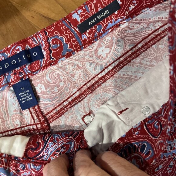 Bandolino Womens Red & Blue Paisley Print Shorts Size 12 Cotton Blend Mid-Rise - Picture 9 of 14